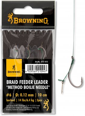 Browning Feeder Leader Method Boilie Needle brazowy 0.14mm 10cm 4