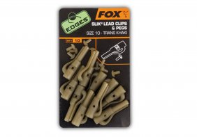 Fox Edges Size 10 Slik Lead Clip + Pegs - trans khaki
